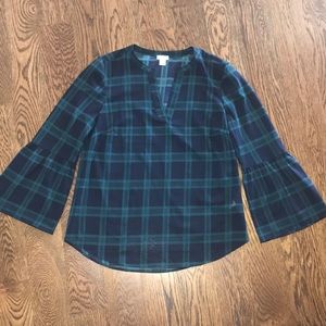 J Crew Tartan Plaid Blouse
